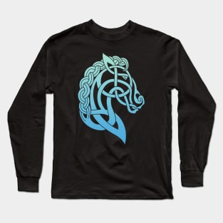 Celtic Horse Teal & Aqua Blend Long Sleeve T-Shirt